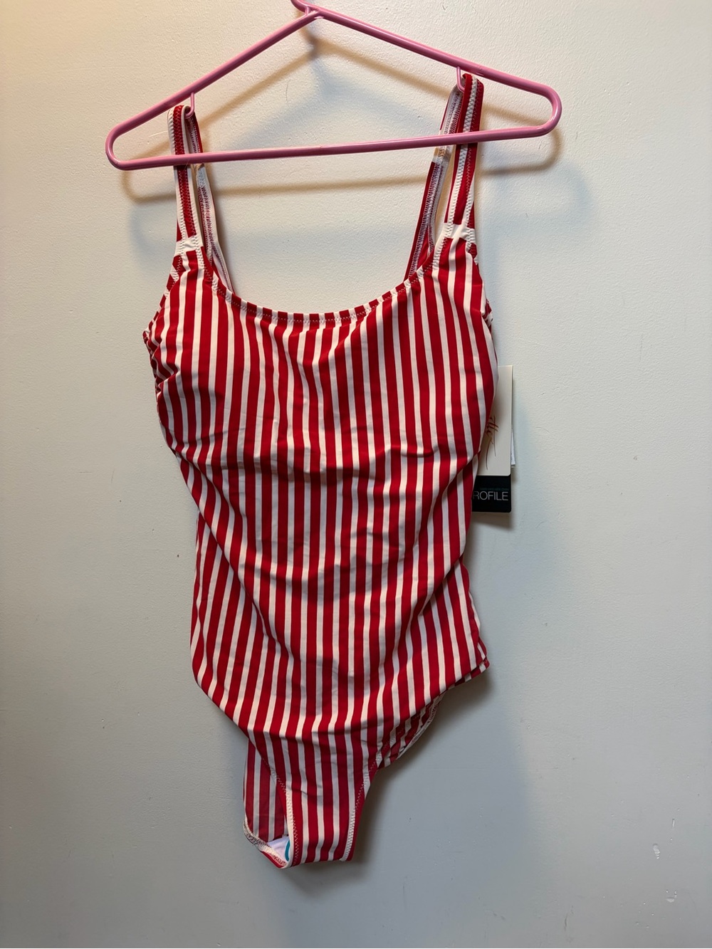 Gottex Profile Red & White Striped Rauched One-Piece Swimsuit - size 12 MSRP 128